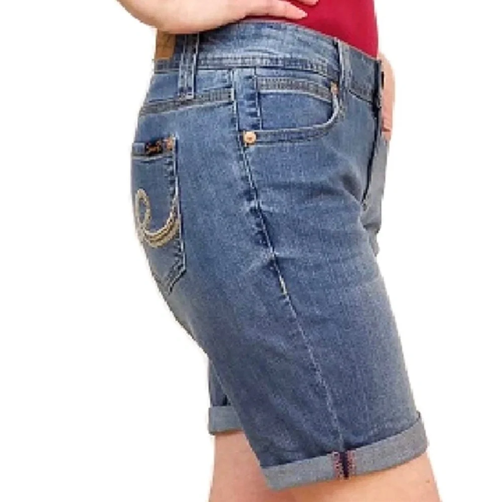 Seven7 Bermuda Jean Shorts Denim Cuffed Hem Size 8